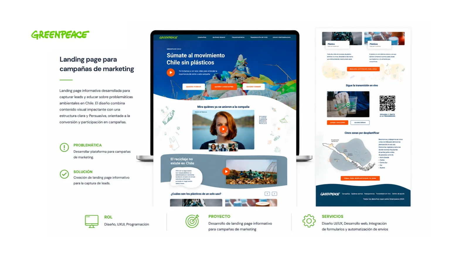 Landing page de campaña de Greenpeace
